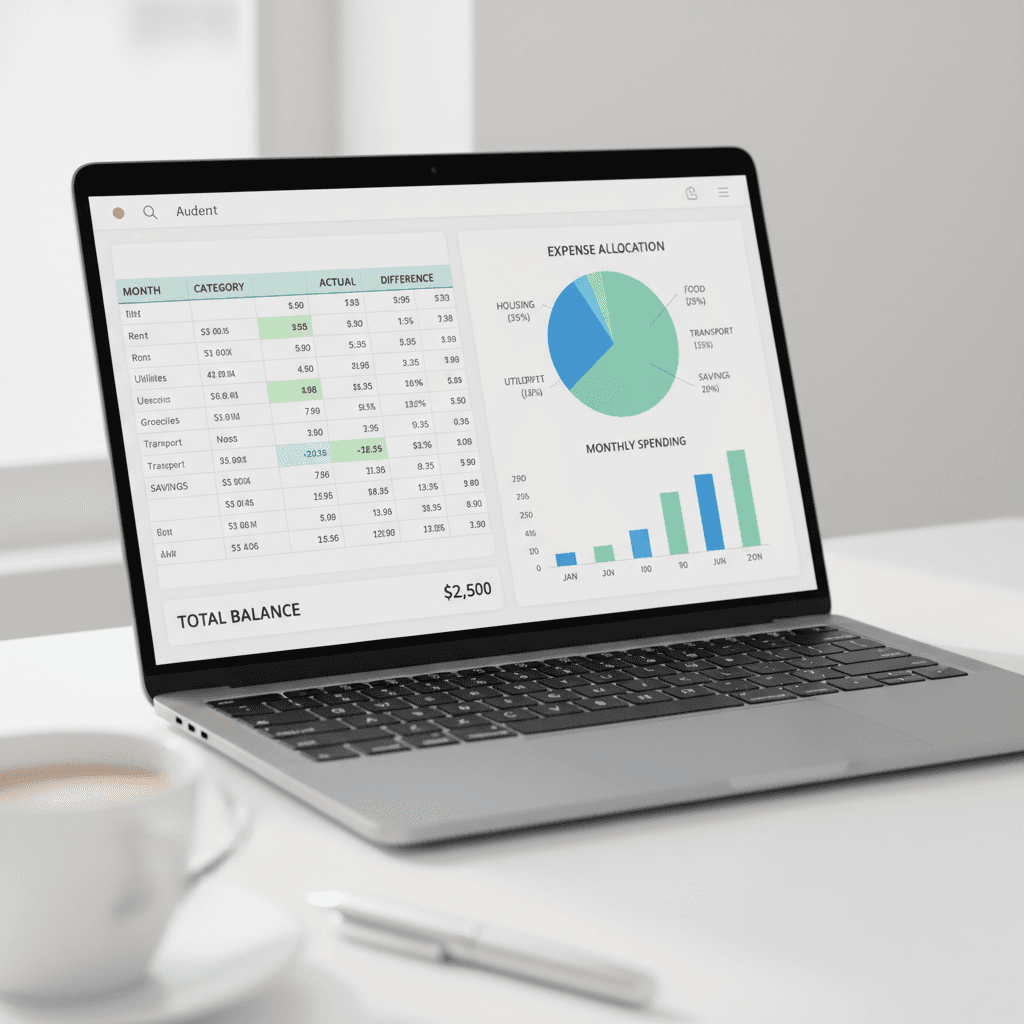 Financial charts and reports on a desk in a modern office